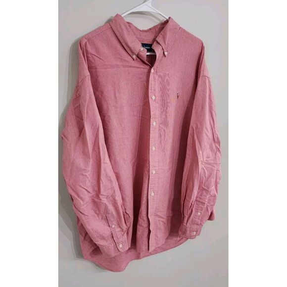 Polo Ralph Lauren Oxford Shirt Men XXL 2XL Red White‎ Plaid Blake Cotton Y2K - Picture 3 of 9